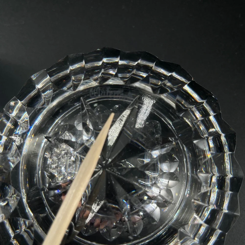 2 Waterford Crystal Signed Ashtrays Alana Trinket Dish Tea Light Holder Vintage